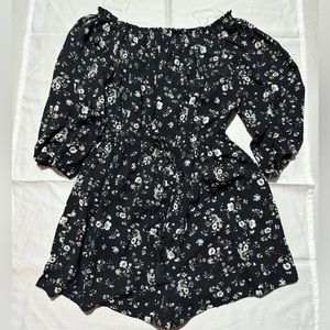 UNWORN!! Off shoulder floral black dress !